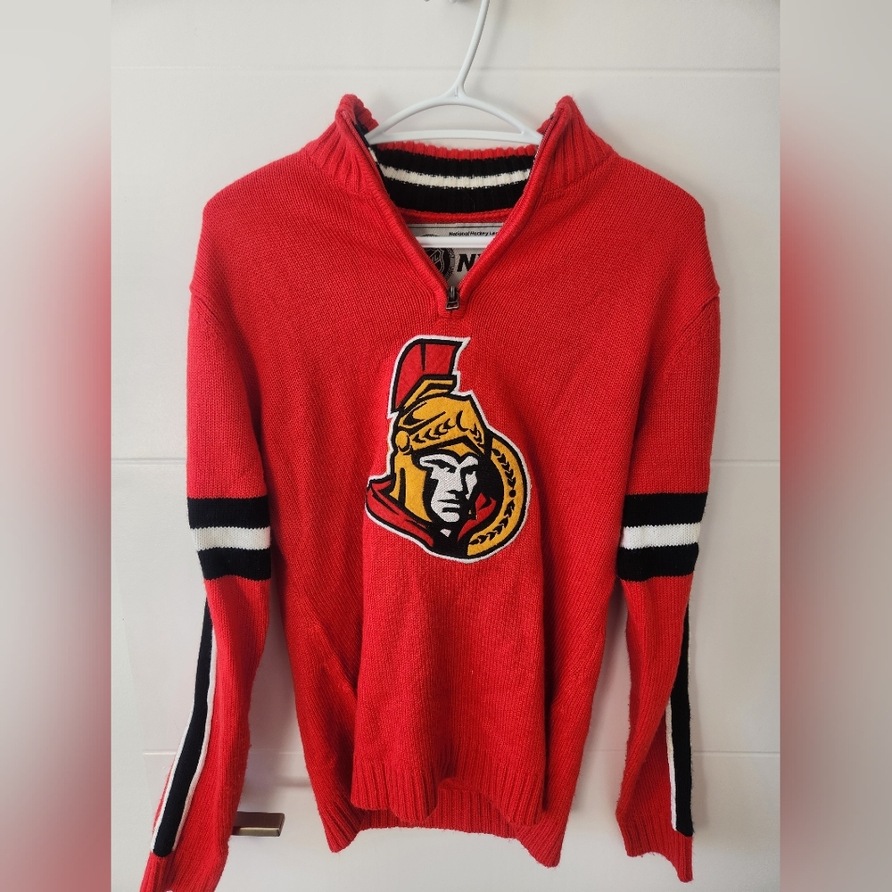 NHL Red Zip-Up Sweater with Team Logo